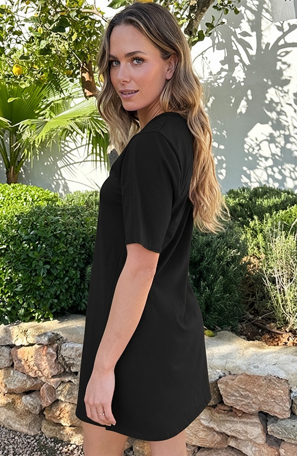 Slim Fit T-shirt Jurk Zwart – jurken, foto 3