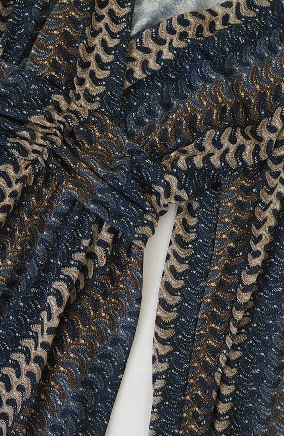 Smocked Waistband Lurex Jurk Marine – jurken, foto 3
