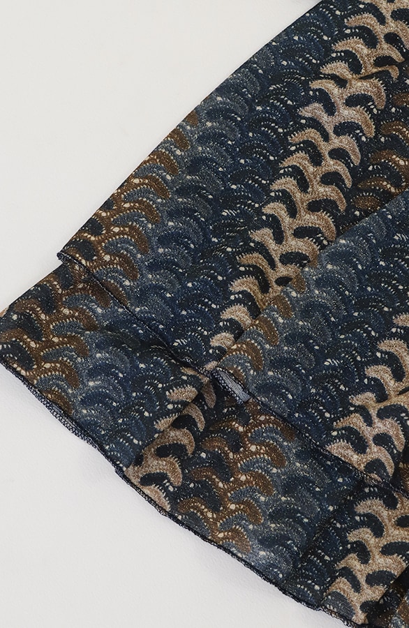Smocked Waistband Lurex Jurk Marine – jurken, foto 4