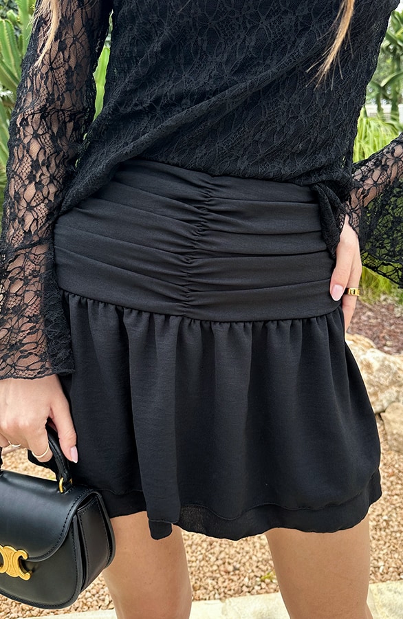 Smocked Waistband Skort Zwart – skorts, foto 4
