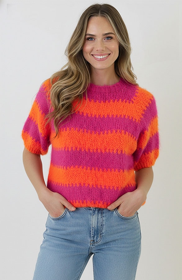 Soft Striped Sweater Fuchsia – truien, foto 5