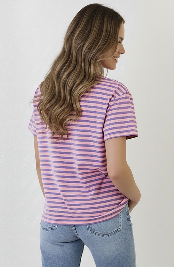 Strepen T-Shirt Katoen Lila Roze – tops, foto 3