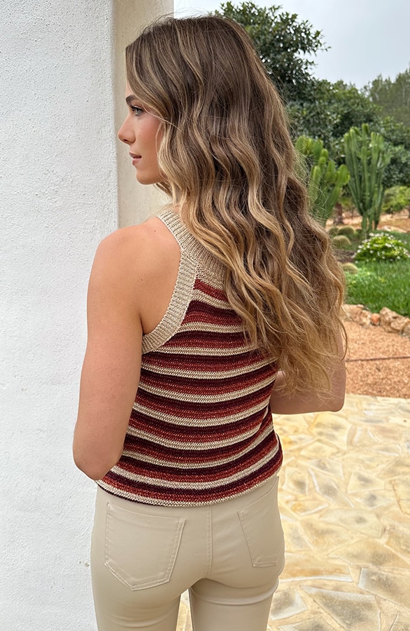 Striped Halter Top Lurex Brown Beige – tops, foto 3