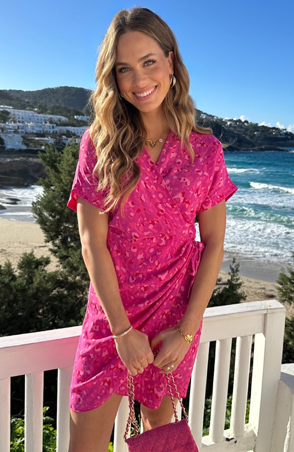 Wrap Jurk Print Fuchsia Pink – jurken, foto 7