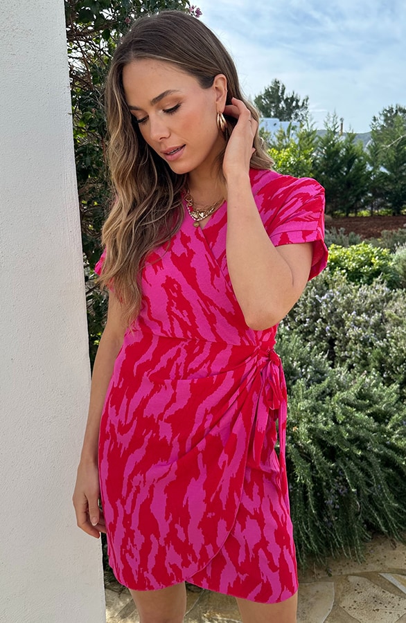 Wrap Jurk Zebra Fuchsia – jurken, foto 7