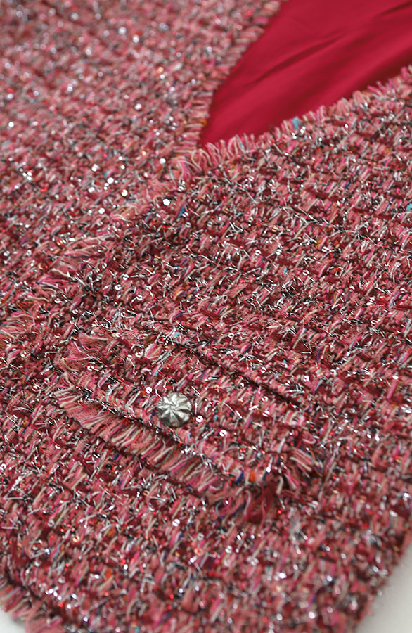 Luxury Lurex Tweed Gilet Pink – gilets, foto 4