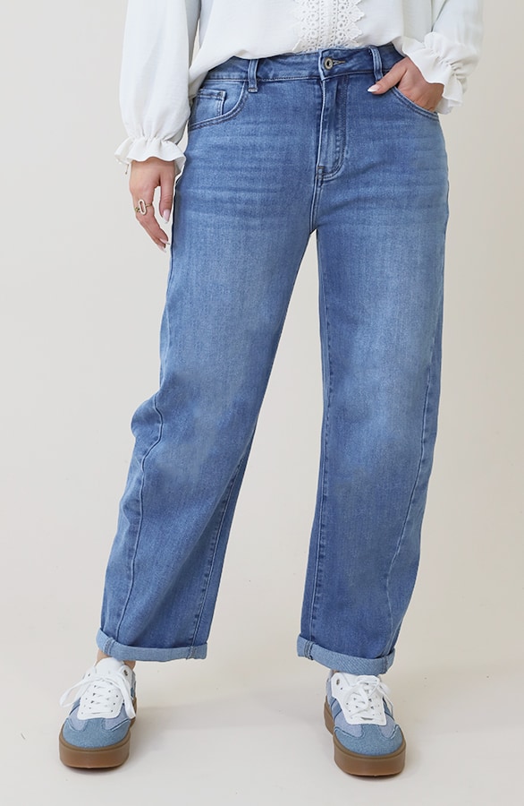 Barrel Jeans Stretch Mid Blue – spijkerbroeken, foto 9