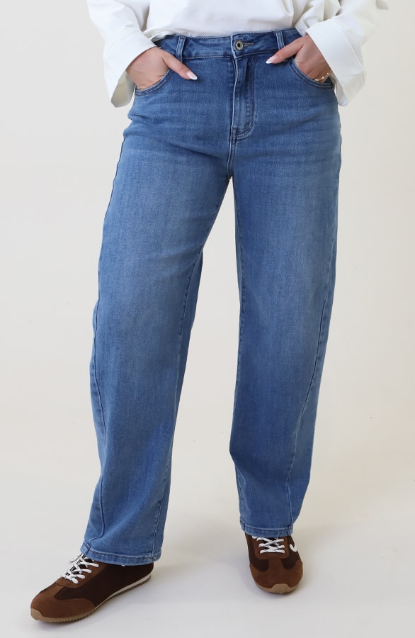 Barrel Jeans Stretch Mid Blue – spijkerbroeken, foto 11