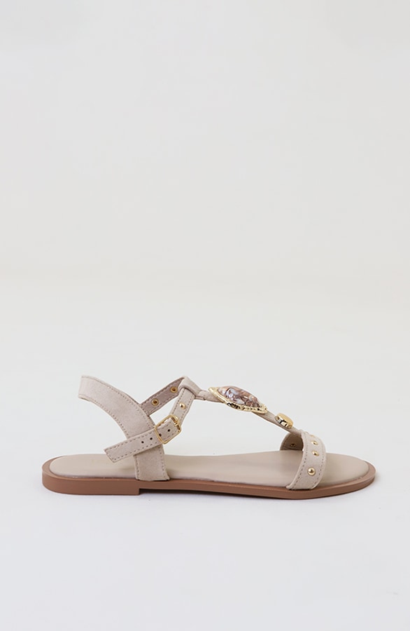 Boho Sandalen Met Studs Suede Beige – alle schoenen, foto 3