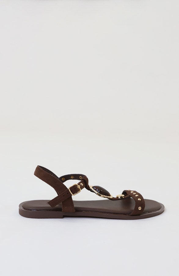 Boho Sandalen Met Studs Suede Choco – alle schoenen, foto 3