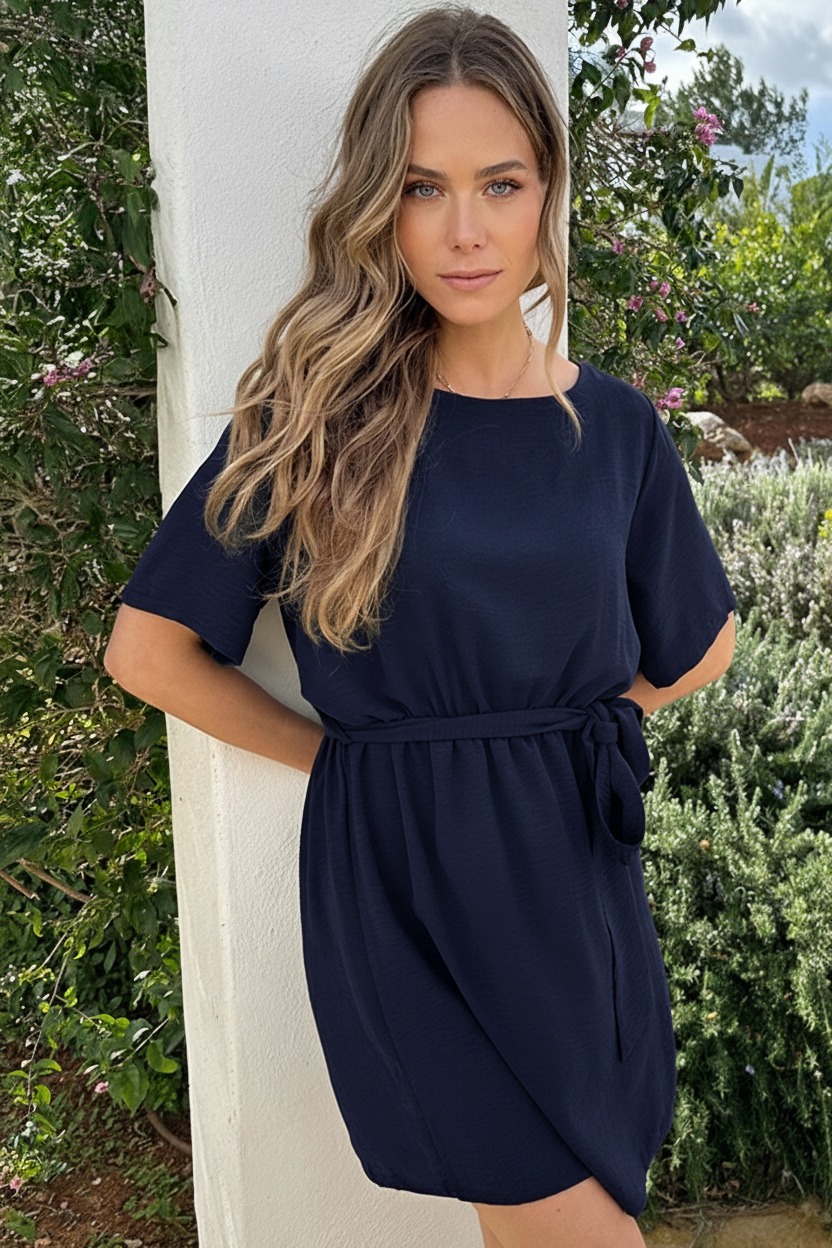 Boothals Loose Fit Jurk Marine – jurken, foto 5