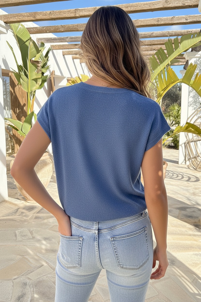 Cardigan Short Sleeve Jeans Blue – vesten, foto 3