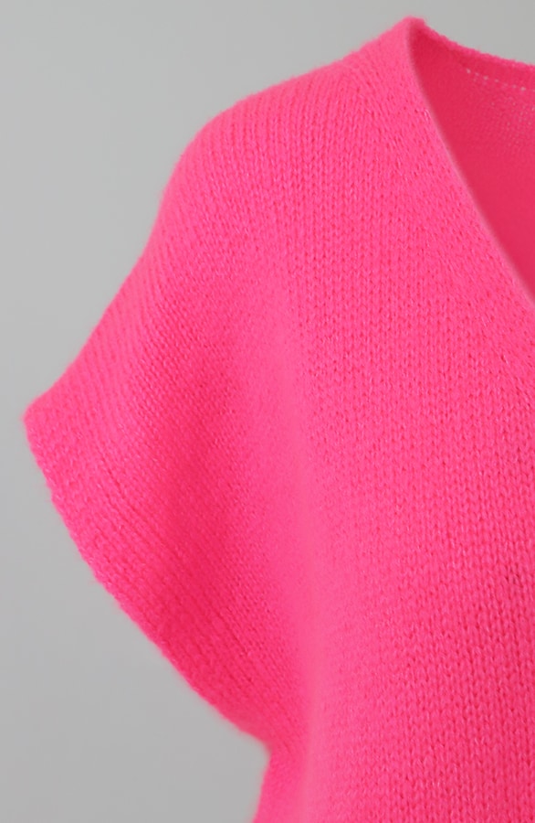 Cardigan Short Sleeve Neon Fuchsia – vesten, foto 7