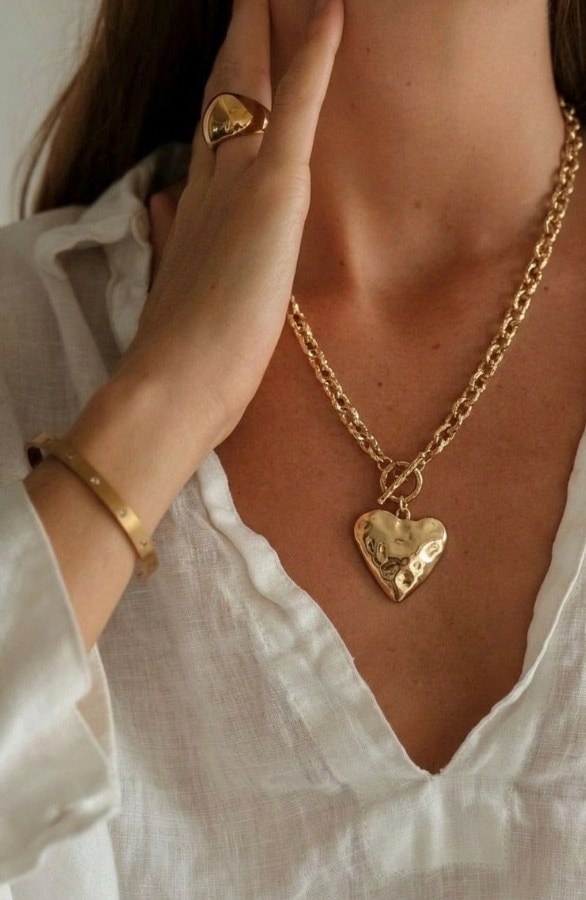 Chain Heart Kette Gold, Alle Accessoires