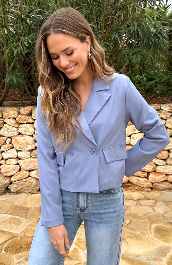 Cropped Pocket Blazer Jeansblauw – jassen, foto 7