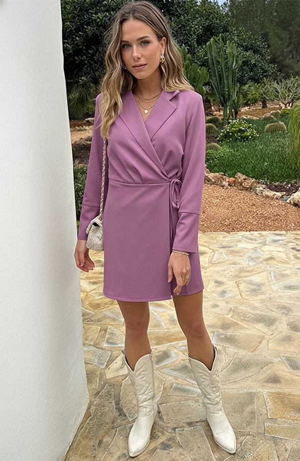 Classic Elegant Blazer Dress Mauve 2.0 – jurken, foto 5