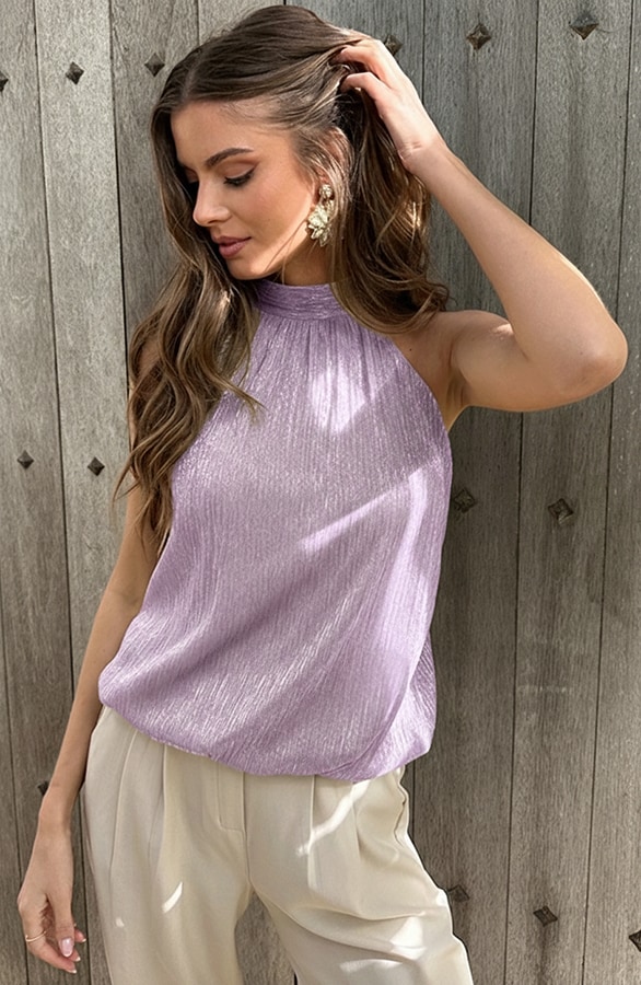 Elegance Halter Top Lurex Lila – tops, foto 5