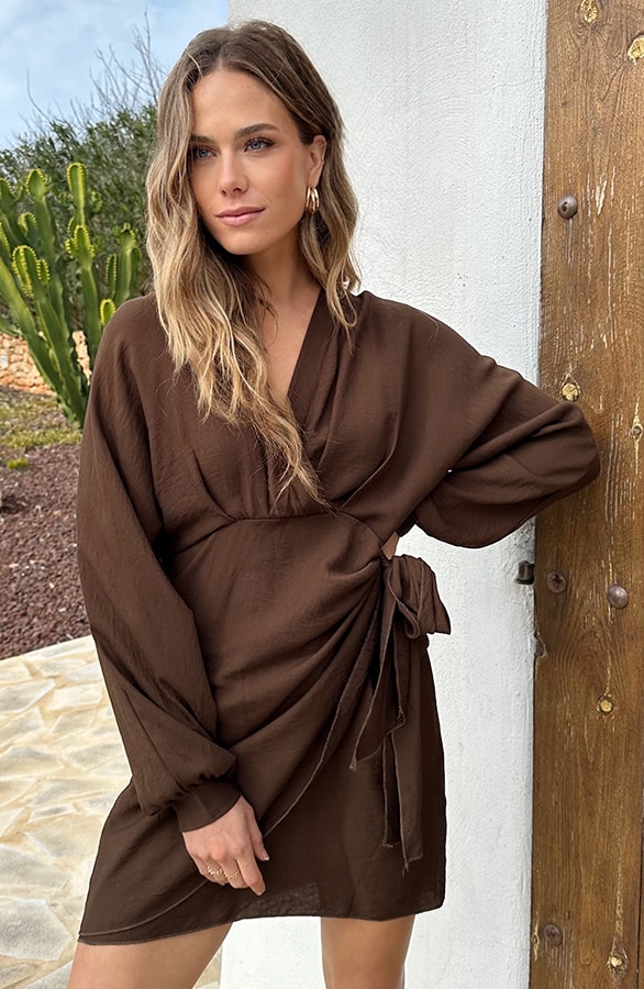 Elegant V-Hals Jurk Choco – jurken, foto 6