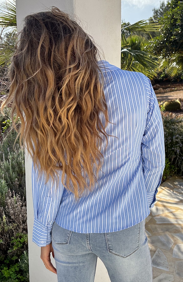 Getailleerde Strepen Blouse Blauw – tops, foto 4
