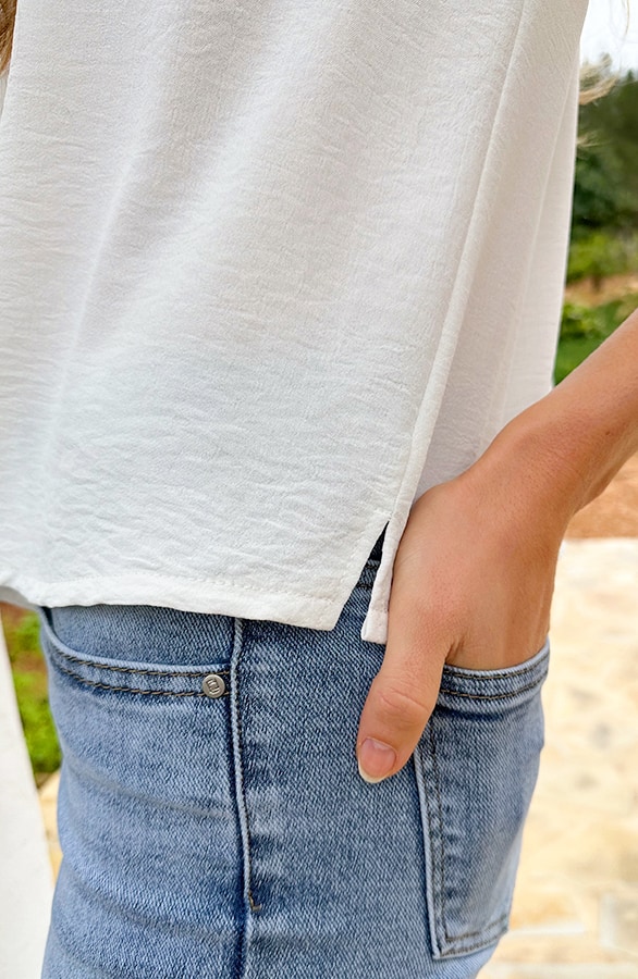 Lilly V-hals Wijde Mouw Top Ecru – tops, foto 4