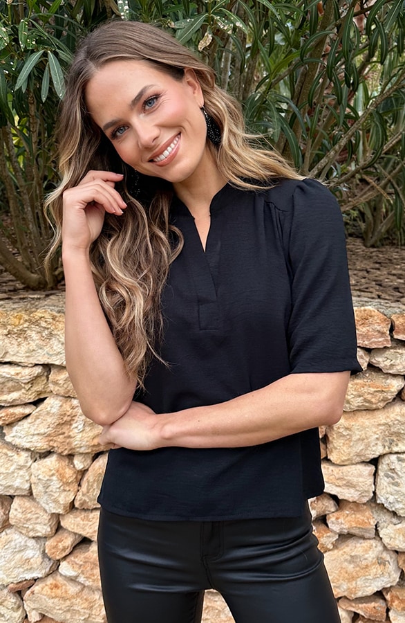 Lilly V-hals Wijde Mouw Top Zwart – tops, foto 6