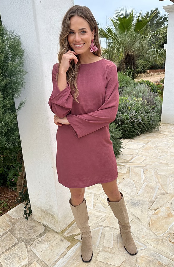 Longsleeve Jurk Open Rug Dust Roze – jurken, foto 5