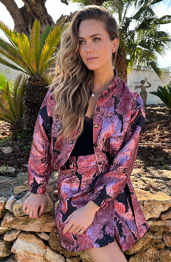 Lurex Jacquard Bomber Jacket Roze – jassen, foto 7
