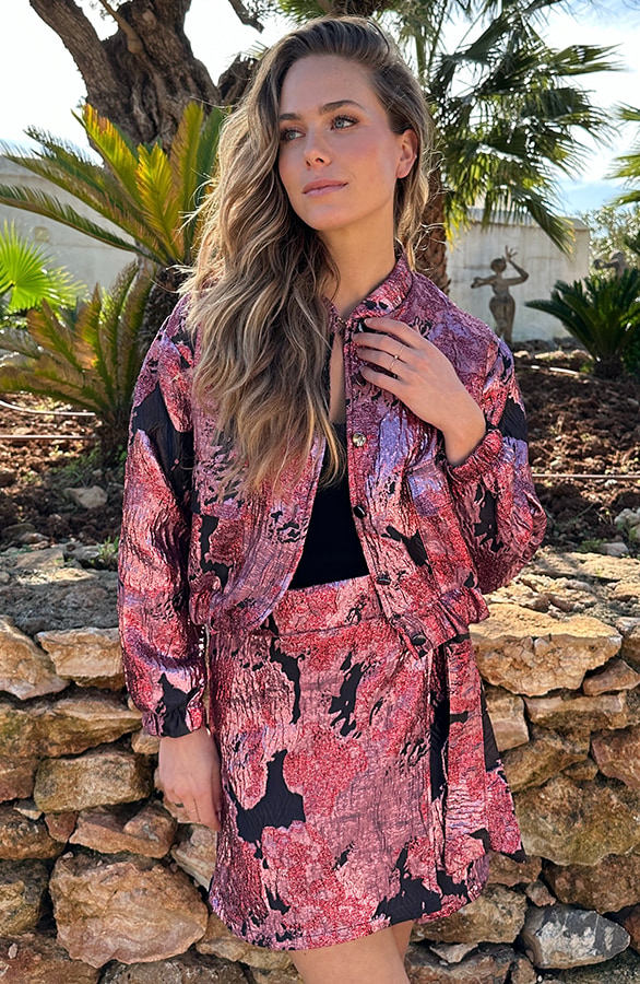 Lurex Jacquard Bomber Jacket Roze – jassen, foto 5