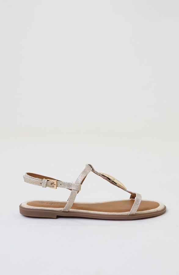 Luxury Flat T-Strap Sandals Beige – alle schoenen, foto 4
