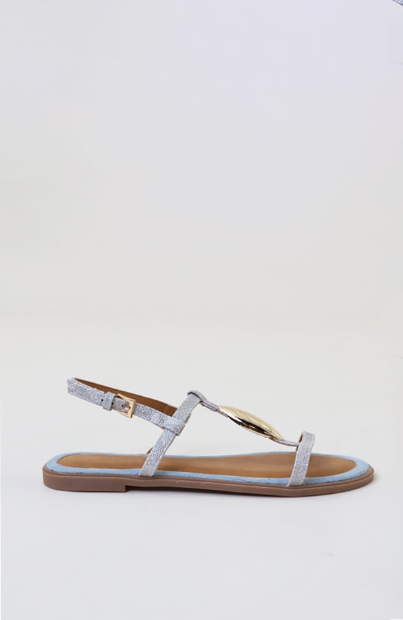 Luxury Flat T-Strap Sandals Blue – alle schoenen, foto 4