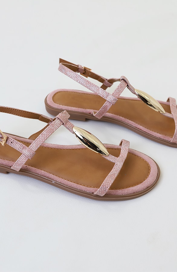 Luxury Flat T-Strap Sandals Pink – alle schoenen, foto 4