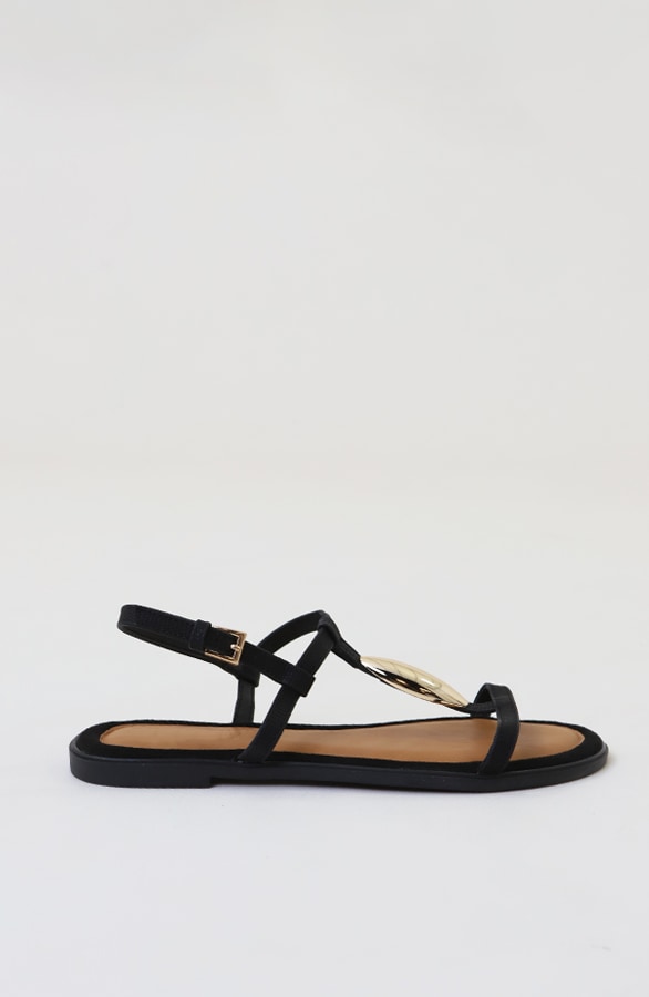 Luxury Flat T-Strap Sandals Zwart – alle schoenen, foto 4
