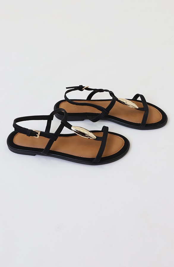 Luxury Flat T-Strap Sandals Zwart – alle schoenen, foto 2