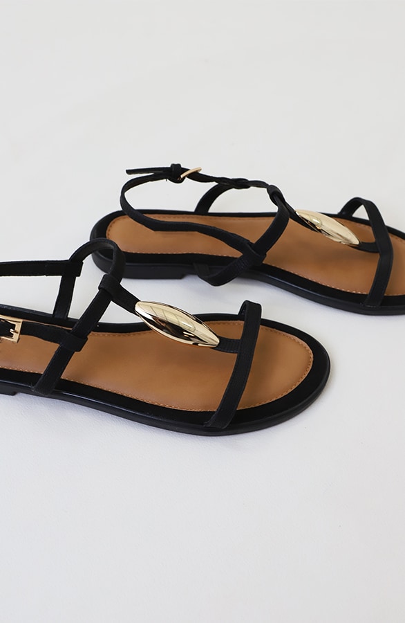 Luxury Flat T-Strap Sandals Zwart – alle schoenen, foto 3