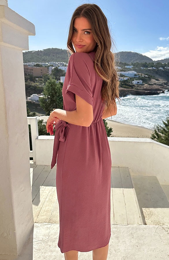 Miami Wrap Maxi Jurk Dust Roze – jurken, foto 4