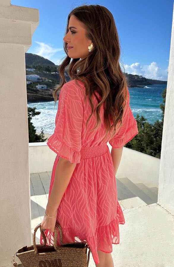 Noa Premium Ruffle Jurk Koraal – jurken, foto 5