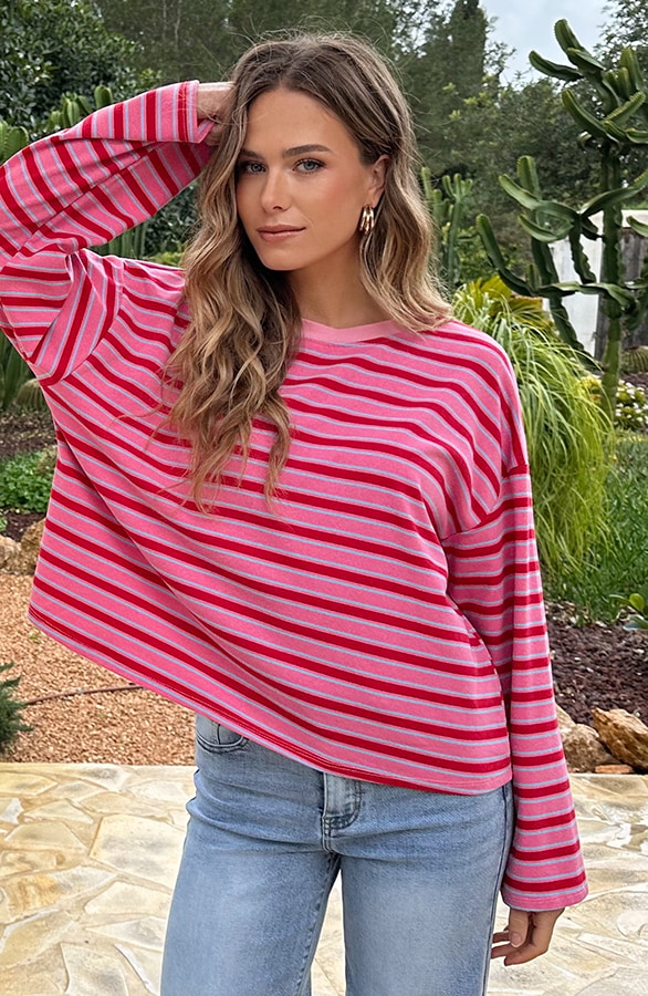 Oversized Streifen Top Baumwolle Tricolore, Tops, Foto 5