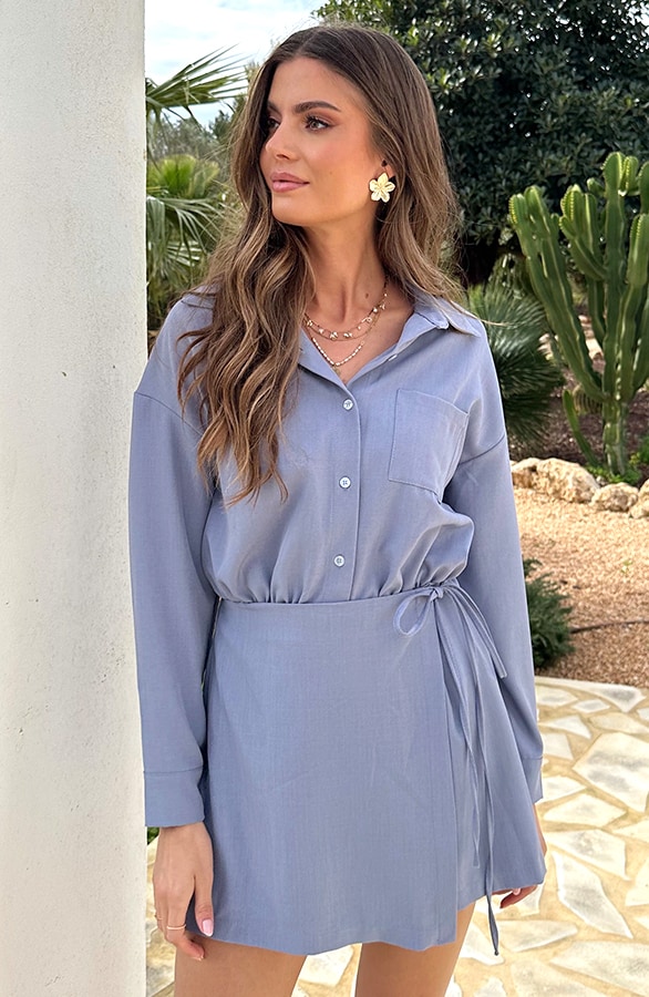 Oversized Wrap Playsuit Jeansblauw – jumpsuits en playsuits