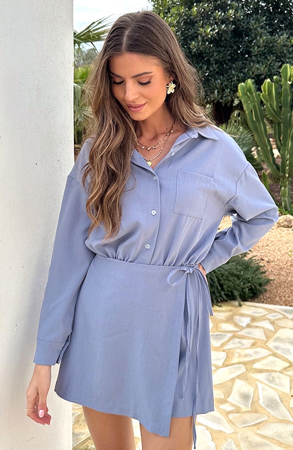 Oversized Wrap Playsuit Jeansblauw – jumpsuits en playsuits, foto 7