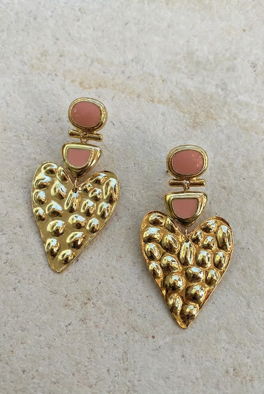 Statement Heart Oorbellen Goud Pink – alle accessoires