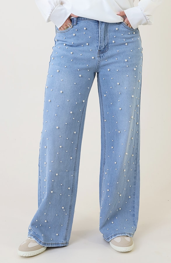Ultra Wide Leg Jeans Parels Light Blue – spijkerbroeken