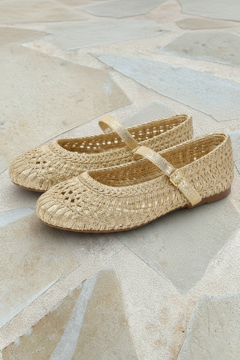 Woven Flats Gold – alle schoenen, foto 3