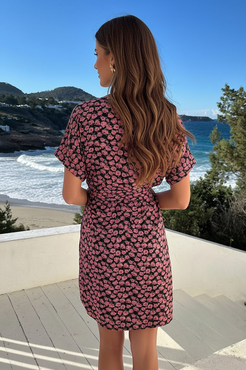 Wrap Jurk Print Roses – jurken, foto 4