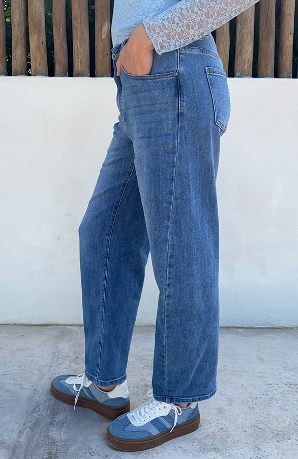 Barrel Jeans Stretch Mid Blue – spijkerbroeken, foto 6