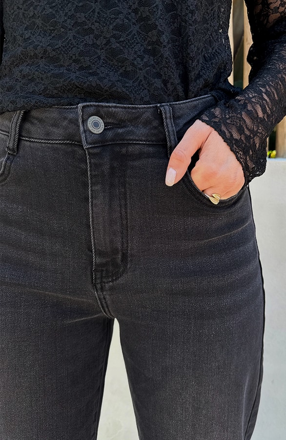 Barrel Jeans Stretch Washed Black – spijkerbroeken, foto 4