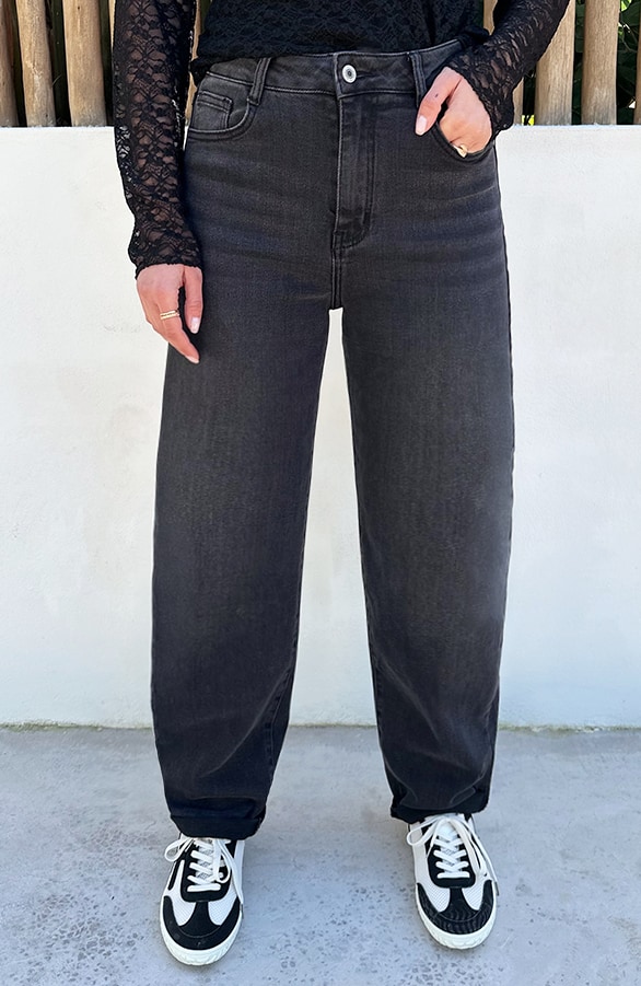 Barrel Jeans Stretch Washed Black – spijkerbroeken