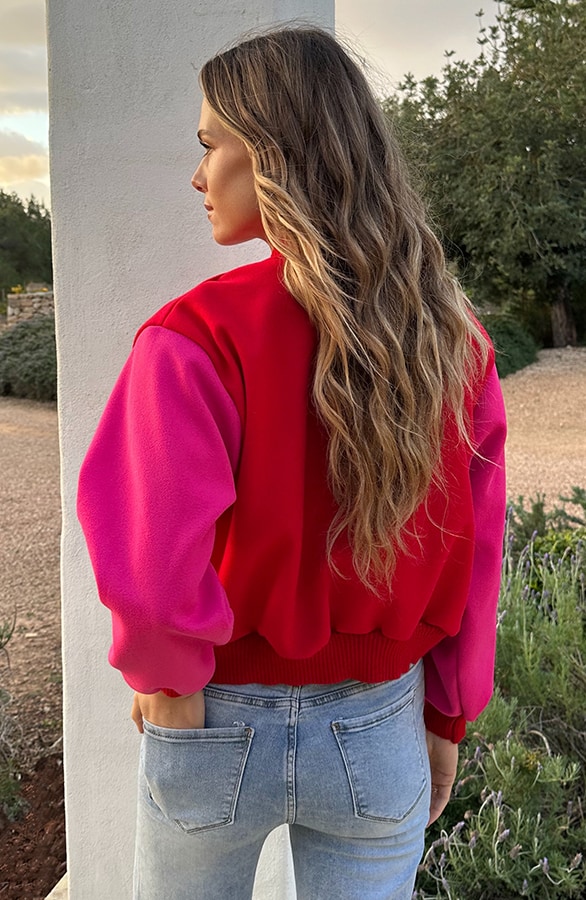 Baseball Bomberjacket Fuchsia Red – jassen, foto 3