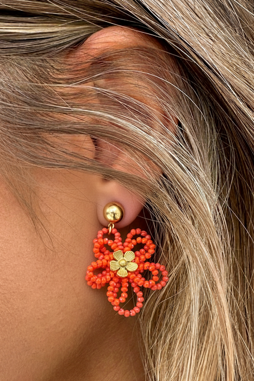 Beads Flower Oorbellen Koraal – alle accessoires, foto 2
