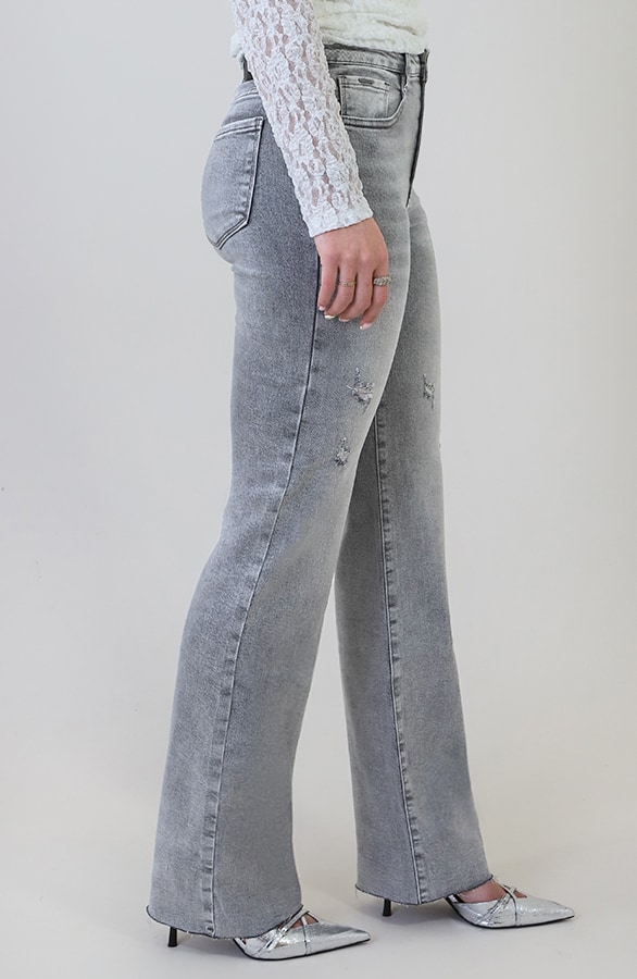 Damaged Wide Leg Jeans Grey Stretch FMH – spijkerbroeken, foto 5