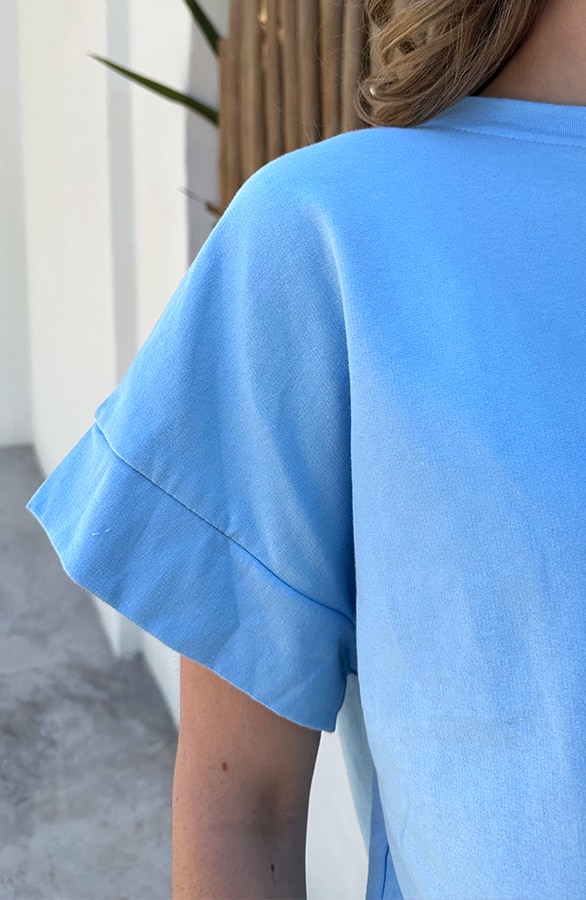 Dames Loose Fit T-Shirt Katoen Baby Blue – tops, foto 5
